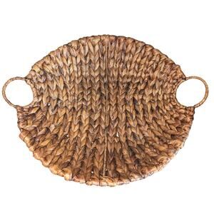 Vintage Straw Fruit Tray Hand Woven Decorative Basket